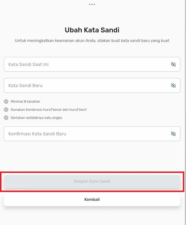cara mengubah password akun bliss